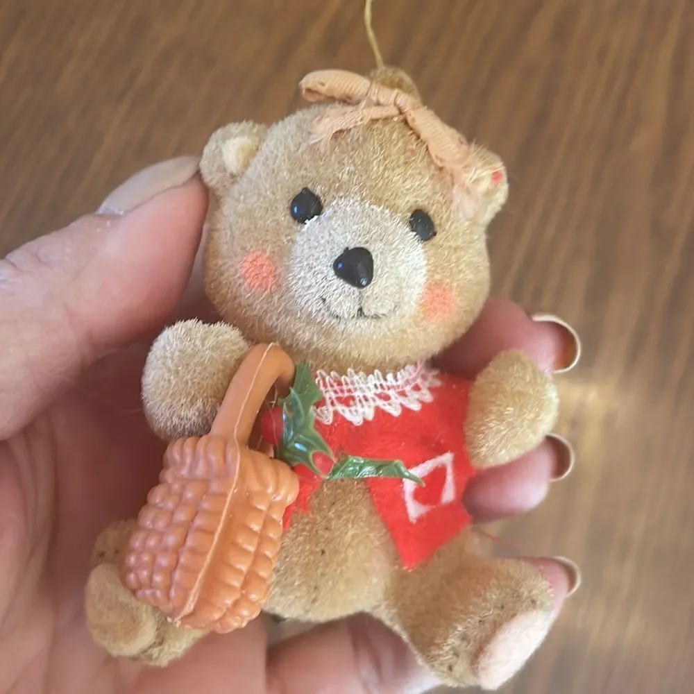 Collection of 4 vintage flocked Christmas tree ornaments‎